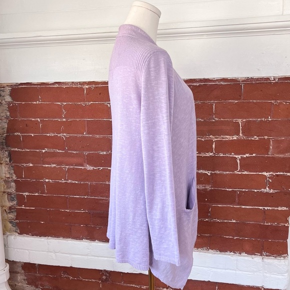 Eileen Fisher Petite Linen Blend Open Front Cardigan Lavender Natural Fiber - Picture 8 of 11